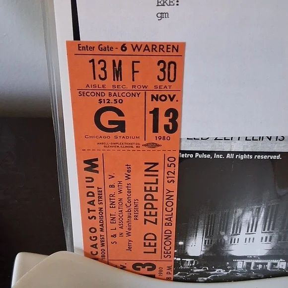 LED ZEPPELIN CANCELED CONCERT 1980 TICKET